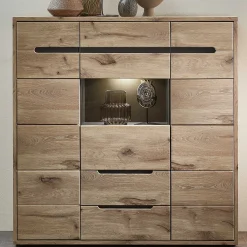 Buffetschrank Bellini 125cm 3 Türen und 2 Schubladen - Eiche/anthrazit