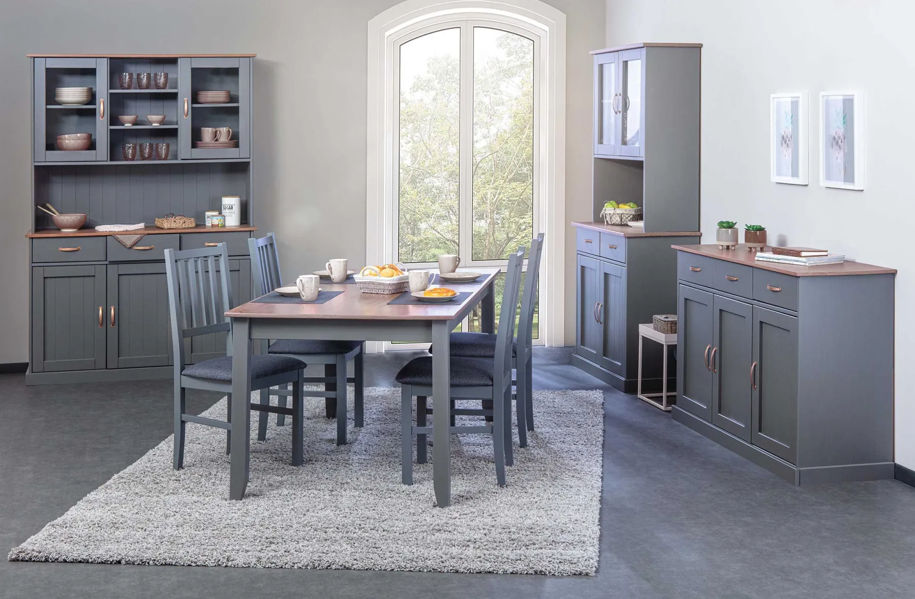 Buffetschrank Cerci 90cm mit 4 Türen und 2 Schubladen - grau