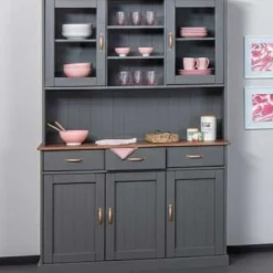 Buffetschrank Cerci 131cm mit 5 Türen und 3 Schubladen - grau