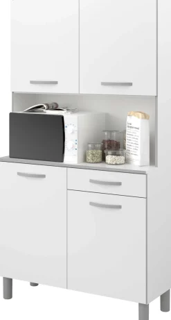 Buffetschrank Easy 101cm, 4 Türen und 1 Schublade - weiß