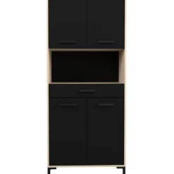 Buffetschrank Felicity 80cm, 4 Türen und 1 Schublade - Eichendekor/schwarz