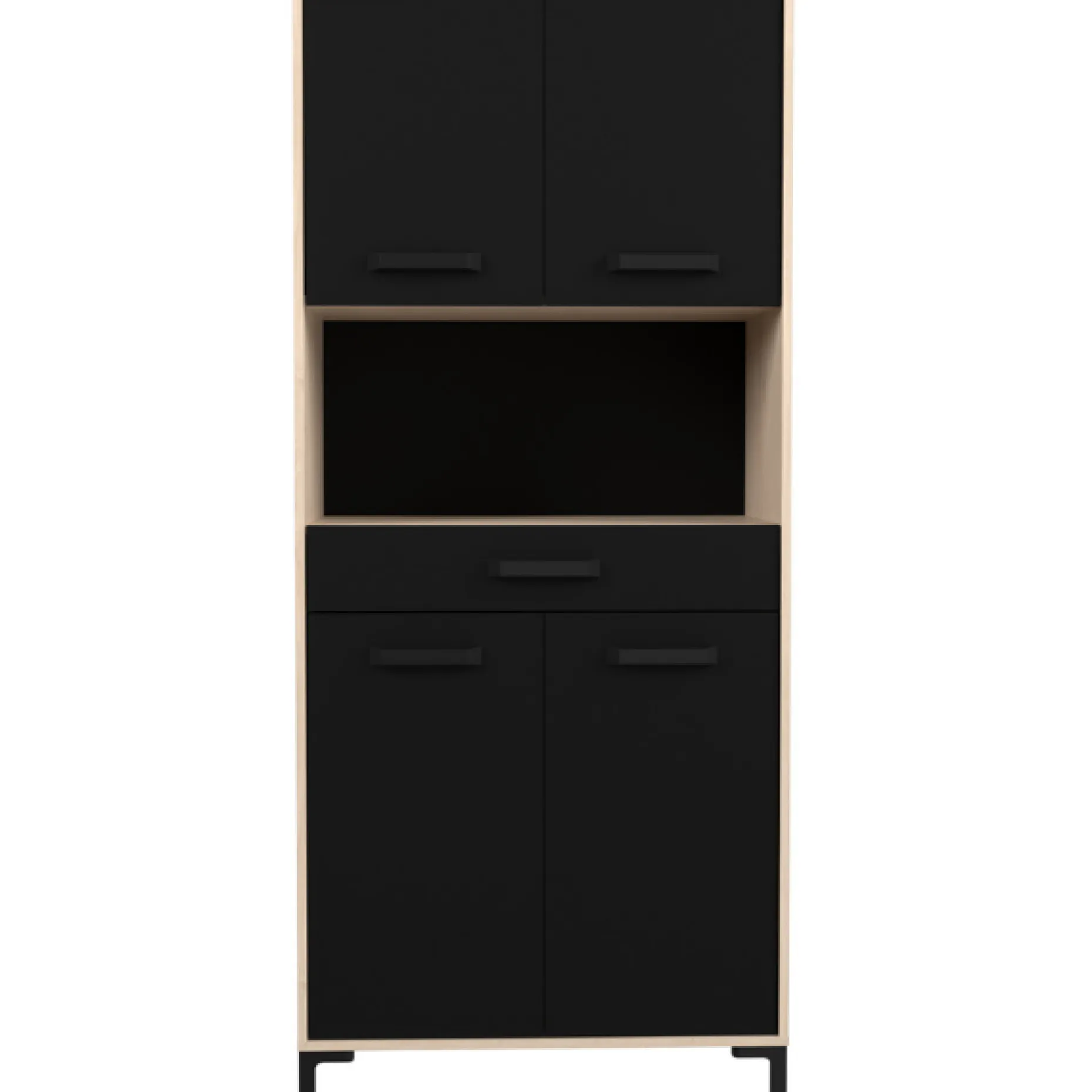 Buffetschrank Felicity 80cm, 4 Türen und 1 Schublade - Eichendekor/schwarz