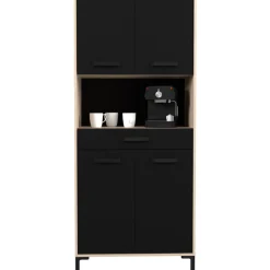 Buffetschrank Felicity 80cm, 4 Türen und 1 Schublade - Eichendekor/schwarz