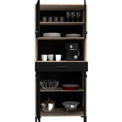 Buffetschrank Felicity 80cm, 4 Türen und 1 Schublade - Eichendekor/schwarz