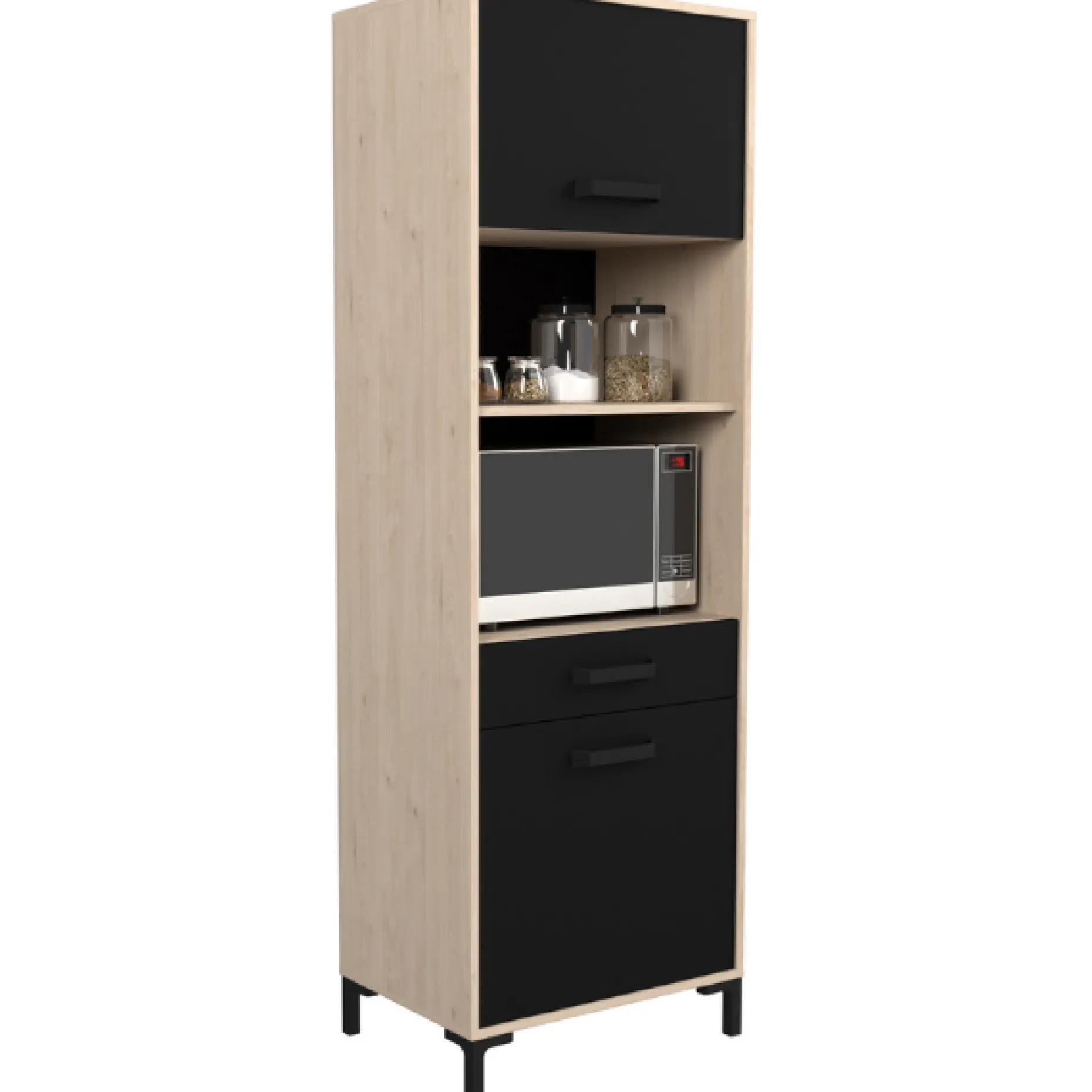 Buffetschrank Felicity 60cm, 2 Türen - Eichedekor/schwarz