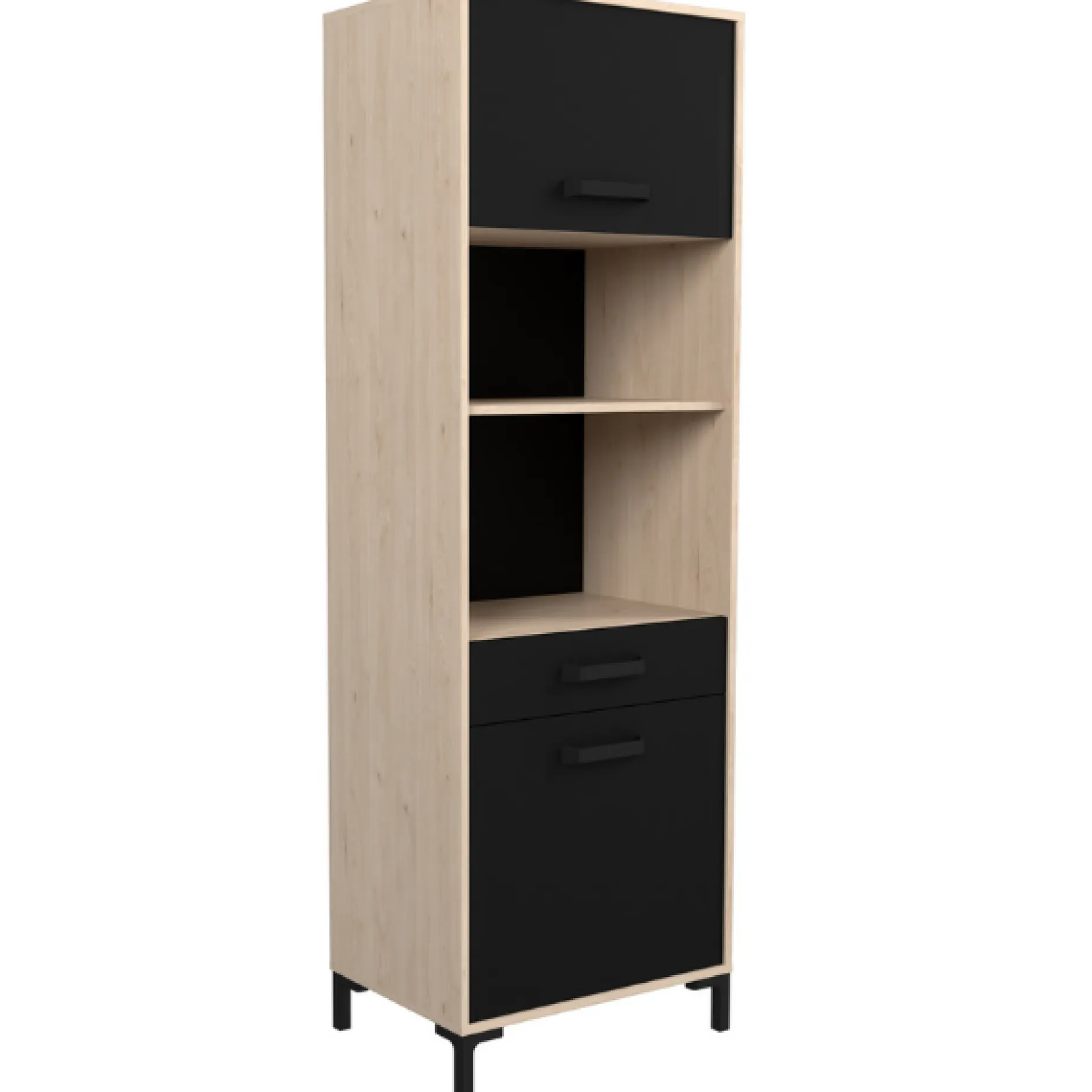 Buffetschrank Felicity 60cm, 2 Türen - Eichedekor/schwarz