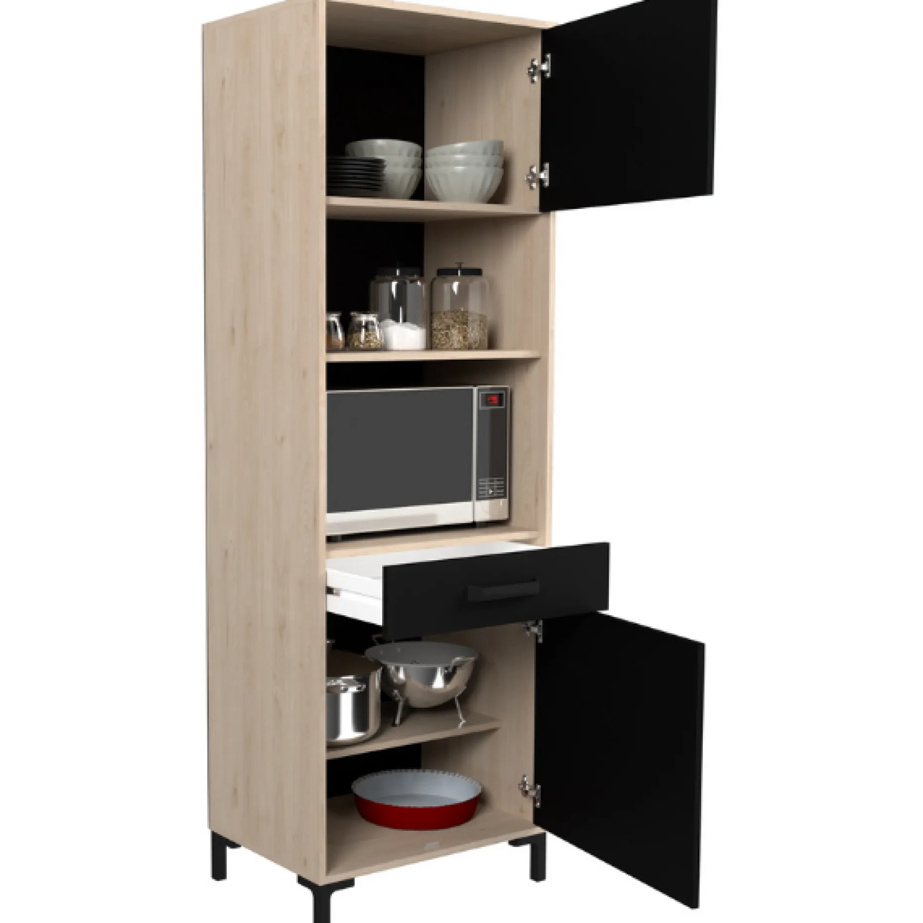 Buffetschrank Felicity 60cm, 2 Türen - Eichedekor/schwarz