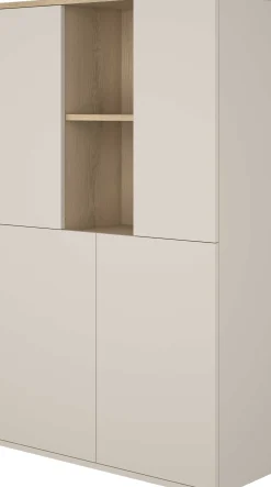 Buffetschrank Kosmo - 90x35x150cm - 4 Türen - Kaschmir/Eiche Dekor