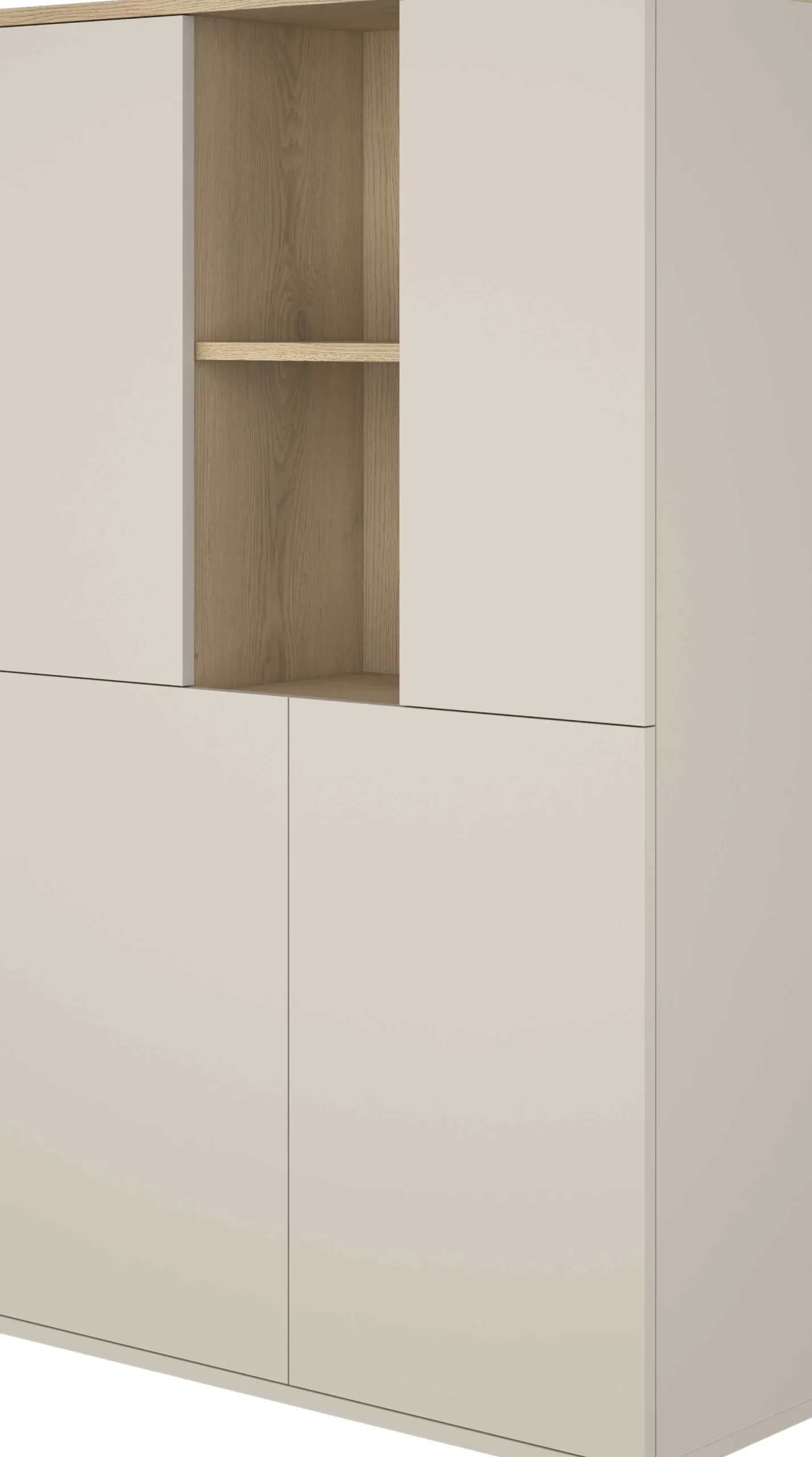 Buffetschrank Kosmo - 90x35x150cm - 4 Türen - Kaschmir/Eiche Dekor