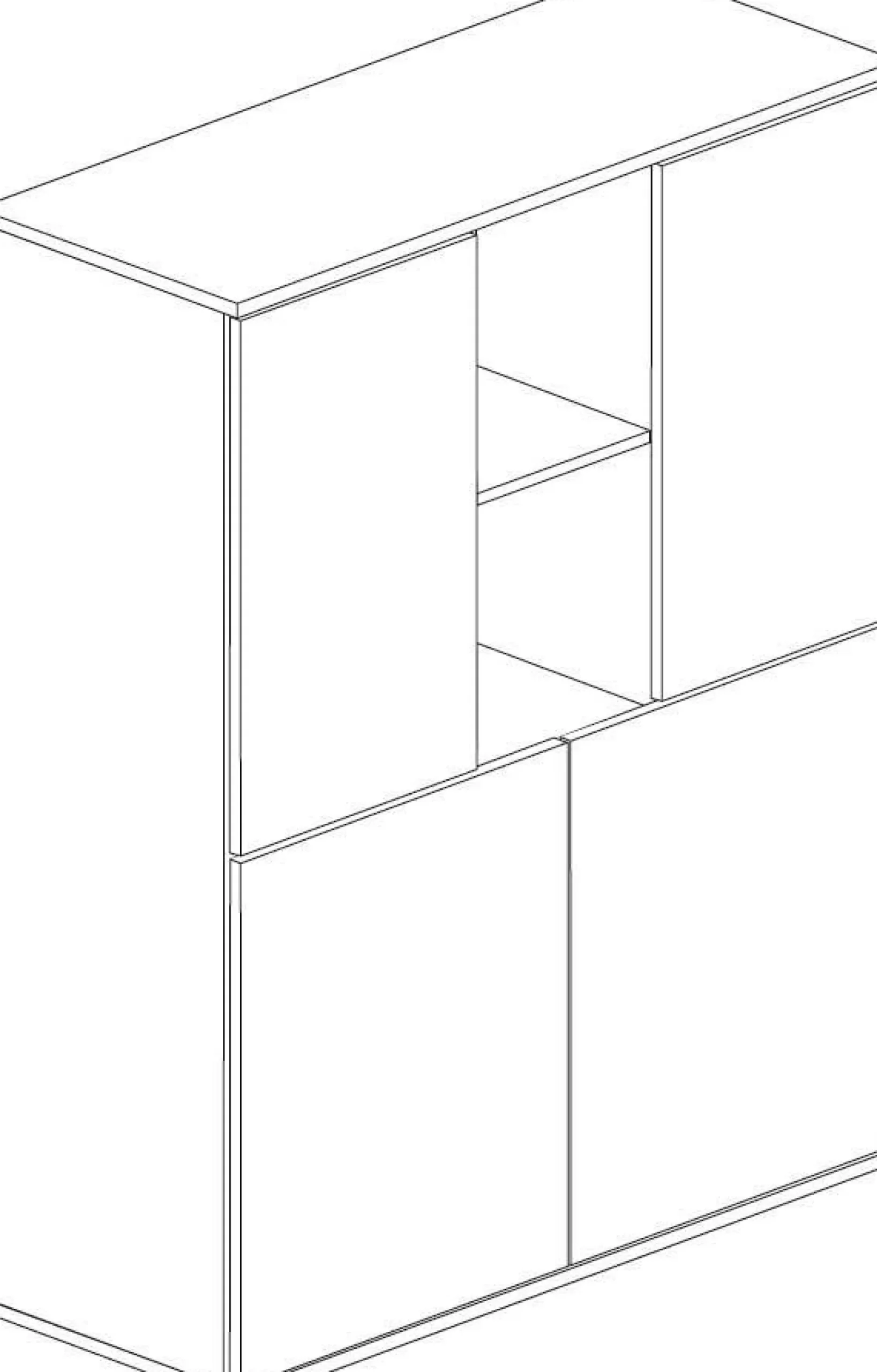 Buffetschrank Kosmo - 90x35x150cm - 4 Türen - Kaschmir/Eiche Dekor