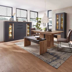 Buffetschrank Lorna 4 Türen und 2 Schubladen - anthrazit/ocker