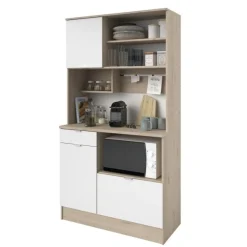 Buffetschrank Lydia 100cm, 3 Türen und 1 Schublade - Dekor Weiß/Eiche