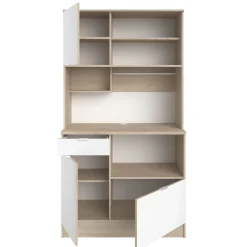 Buffetschrank Lydia 100cm, 3 Türen und 1 Schublade - Dekor Weiß/Eiche