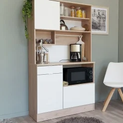 Buffetschrank Lydia 100cm, 3 Türen und 1 Schublade - Dekor Weiß/Eiche