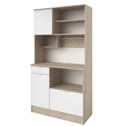 Buffetschrank Lydia 100cm, 3 Türen und 1 Schublade - Dekor Weiß/Eiche