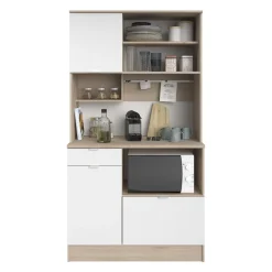 Buffetschrank Lydia 100cm, 3 Türen und 1 Schublade - Dekor Weiß/Eiche