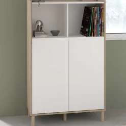 Buffetschrank Morpheus - 84x40x135cm - 2 Türen - Eiche Dekor/Weiß