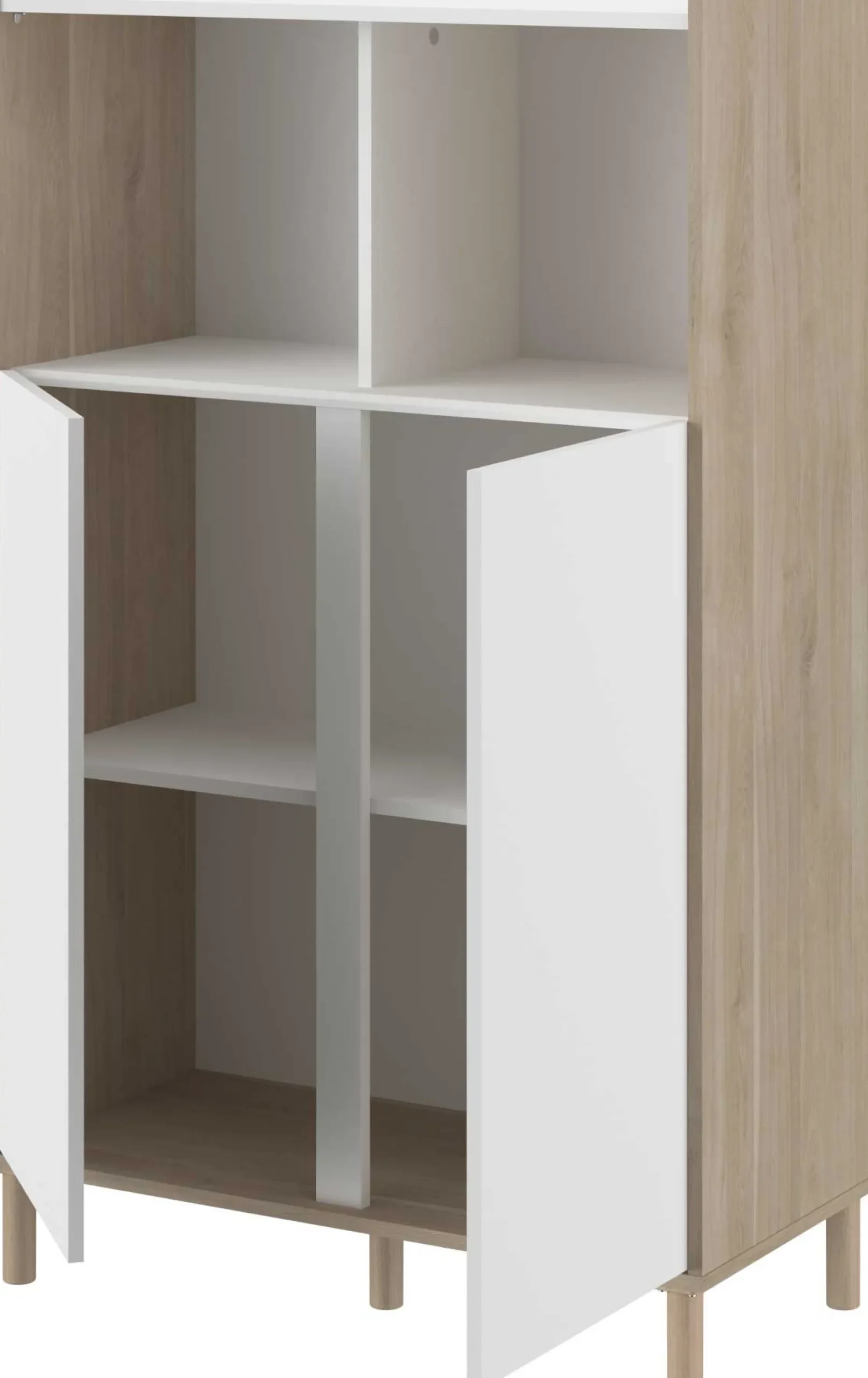 Buffetschrank Morpheus - 84x40x135cm - 2 Türen - Eiche Dekor/Weiß