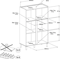 Buffetschrank Morpheus - 84x40x135cm - 2 Türen - Eiche Dekor/Weiß