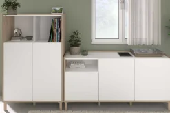 Buffetschrank Morpheus - 84x40x135cm - 2 Türen - Eiche Dekor/Weiß
