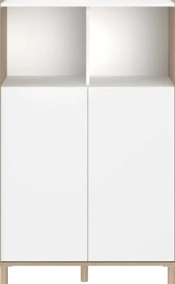 Buffetschrank Morpheus - 84x40x135cm - 2 Türen - Eiche Dekor/Weiß