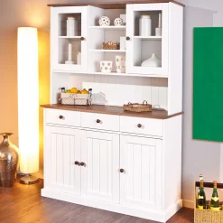 Buffetschrank Westerland breit - weiß/braun