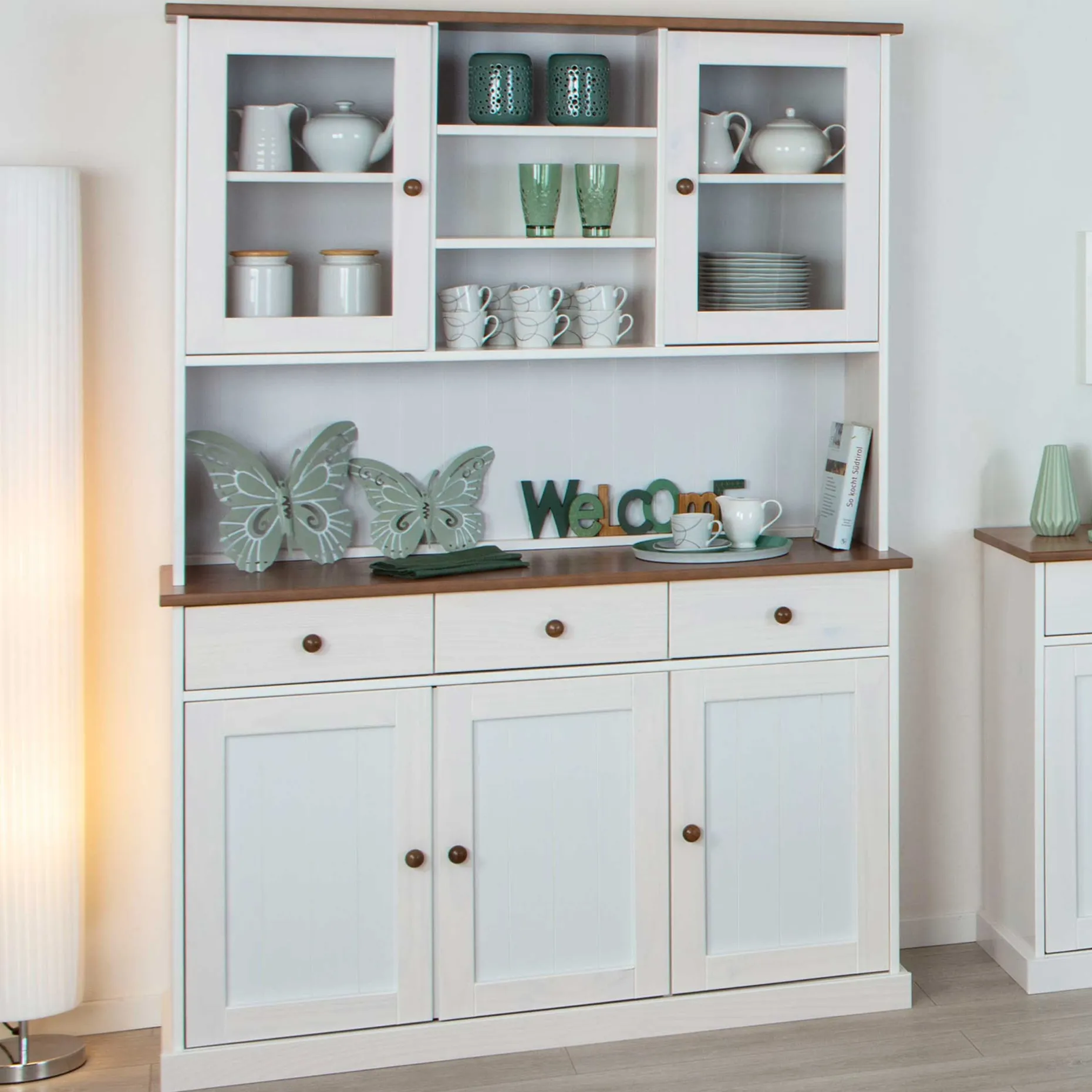 Buffetschrank Westerland breit - weiß/braun