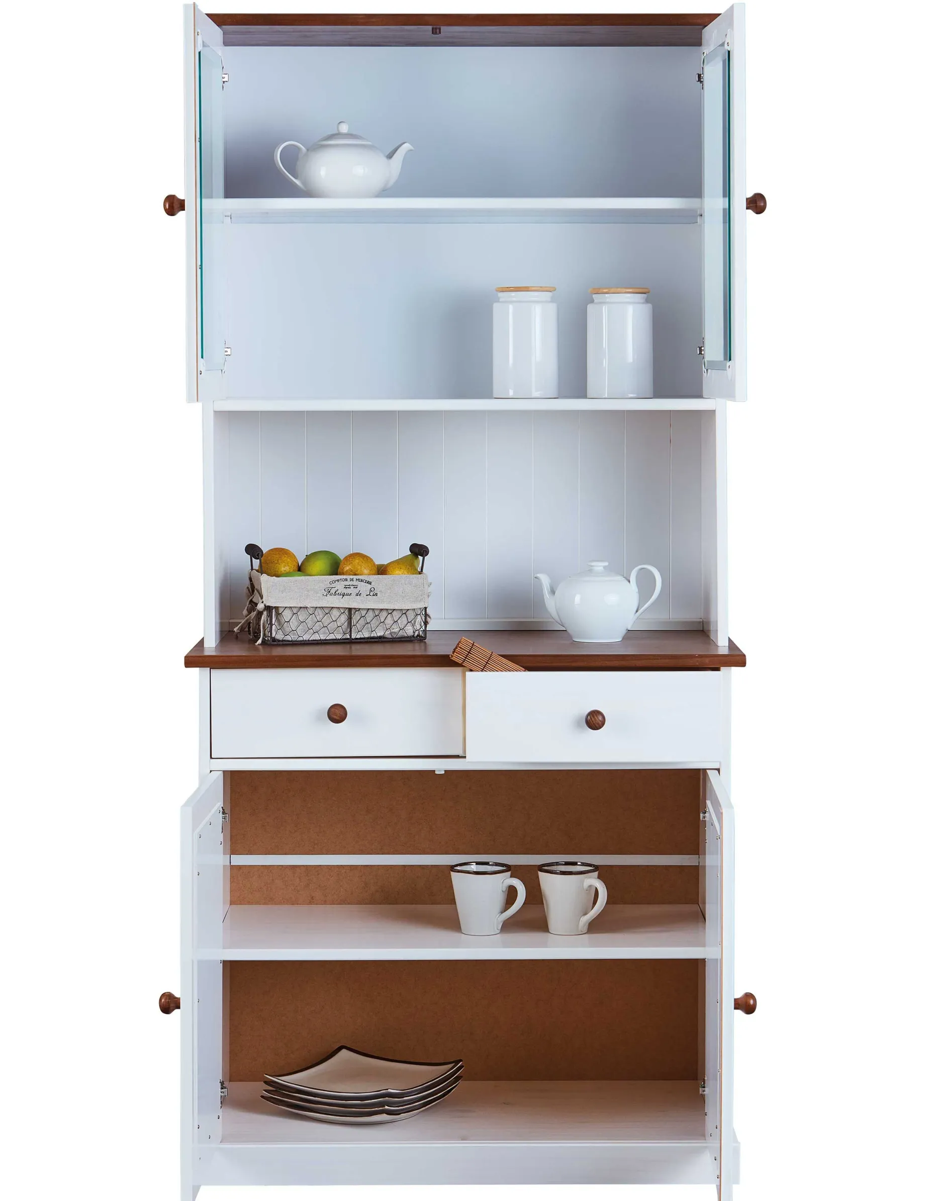 Buffetschrank Westerland schmal - weiß/braun