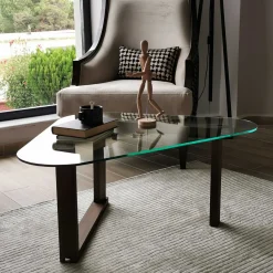 Emob Cam Couchtisch | GEHÄRTETES GLAS | Walnuss