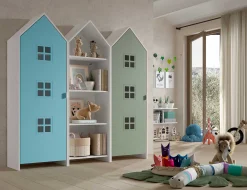 Casami Brügge 3-teiliger Kleiderschrank - 173x37x172 cm - Blau/Grün