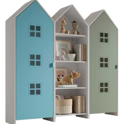 Casami Brügge 3-teiliger Kleiderschrank - 173x37x172 cm - Blau/Grün