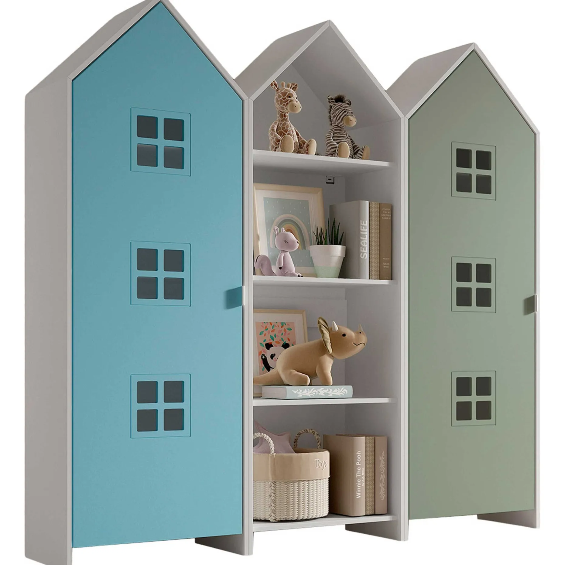 Casami Brügge 3-teiliger Kleiderschrank - 173x37x172 cm - Blau/Grün