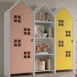 Casami Brügge 3-teiliger Kleiderschrank - 173x37x172 cm - Rosa/gelb