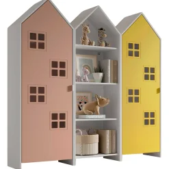 Casami Brügge 3-teiliger Kleiderschrank - 173x37x172 cm - Rosa/gelb