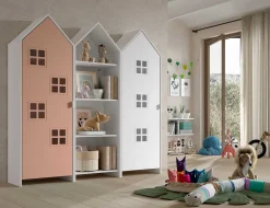 Casami Brügge 3-teiliger Kleiderschrank - 173x37x172 cm - Rosa/weiß