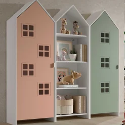 Casami Brügge 3-teiliger Kleiderschrank - 173x37x172 cm - Rosa/Grün
