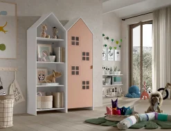 Casami 2-tlg. Kleiderschrank - 115x37x172 cm - Weiß/Rosa