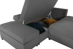 PGS Castel Ecksofa links - mit Stauraum - gerippter Samt