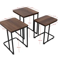 Emob Ce Metal Zigon Satztisch (3-teilig) | METALLRAHMEN | Walnuss, Schwarz