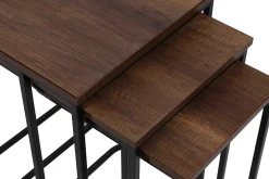 Emob Ce Metal Zigon Satztisch (3-teilig) | METALLRAHMEN | Walnuss, Schwarz