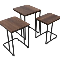 Emob Ce Metal Zigon Satztisch (3-teilig) | METALLRAHMEN | Walnuss, Schwarz