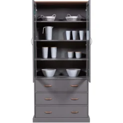 Cerci Vitrine 190x39x90cm - 2 Türen und 3 Schubladen - grau