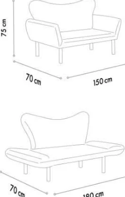Emob Chatto 2-Sitzer-Schlafsofa | Metallrahmen | Senf
