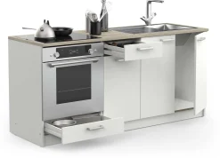 Chef-Unterschrank mit Platz für Spüle, Backofen und Kochfeld - Kronberg Eiche/Mattweiß