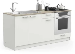 Chef-Unterschrank mit Platz für Spüle, Backofen und Kochfeld - Kronberg Eiche/Mattweiß
