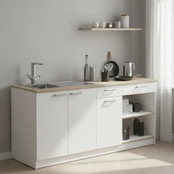 Chef-Unterschrank mit Platz für Spüle, Backofen und Kochfeld - Kronberg Eiche/Mattweiß