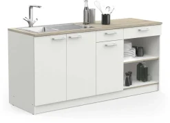 Chef-Unterschrank mit Platz für Spüle, Backofen und Kochfeld - Kronberg Eiche/Mattweiß
