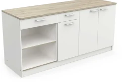 Chef-Unterschrank mit Platz für Spüle, Backofen und Kochfeld - Kronberg Eiche/Mattweiß