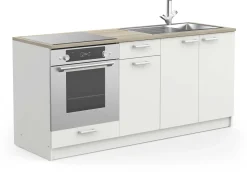 Chef-Unterschrank mit Platz für Spüle, Backofen und Kochfeld - Kronberg Eiche/Mattweiß