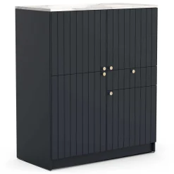 Chester Buffetschrank - 4 Türen und 1 Schublade - Indigo/Marmor